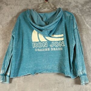 Ron Jon Orange Beach cropped hooded sweatshirt sz M